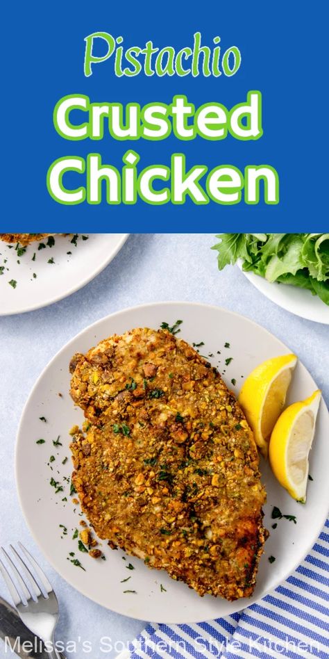 Pistachio Crusted Chicken Pistachio Recipes Dinners, Pistachio Crusted Chicken Air Fryer, Italian Panko Crusted Chicken, Pistachio Crusted Pork Chops, Air Fryer Recipes Asian, Pistachio Crusted Fish, Pistachio Chicken, Pistachio Crusted Chicken, Chicken In An Air Fryer