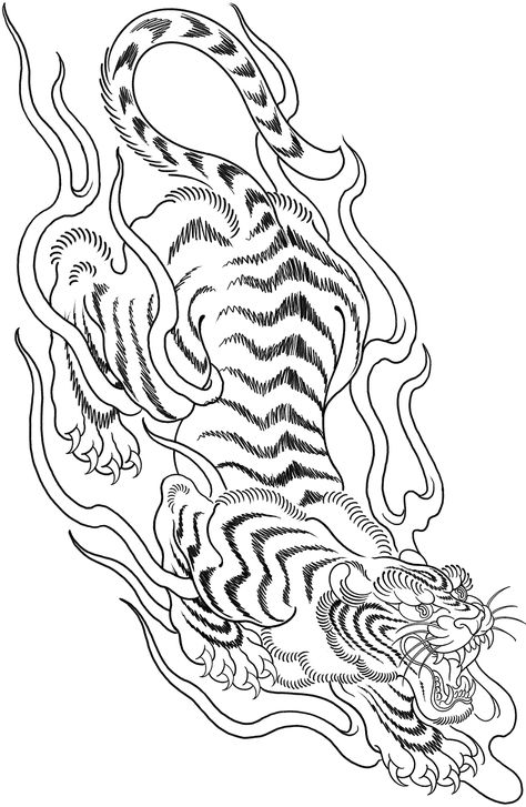 Tattooing 101 | Artist Accelerator Korean Tiger Tattoo, Japanese Tiger Art, Korean Tiger, Traditional Tiger Tattoo, Traditional Tattoo Stencils, Japanese Tiger Tattoo, Worst Tattoos, Japanese Tiger, Tiger Tattoo Design