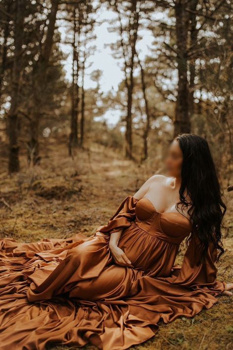 Maternity Photography In October, November Family Maternity Photoshoot, Maternity Photos Long Dress, Maternity Dresses For Photoshoot Fall, Maternity Shoot Ideas Plus Size, Fall Theme Maternity Shoot, Silk Dress Maternity Shoot, Fall Maternity Dress Photo Shoot, Fall Maternity Photos Black Woman