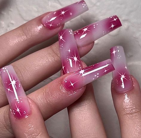 Pink Nails Y2k Aesthetic, 90s Airbrush Nails, Fairy Acrylic Nails, Rare Nail Designs, 2000s Nails Trends, Chicana Nails, Pink Nails Y2k, Sweetheart Nails, Gel X Nail