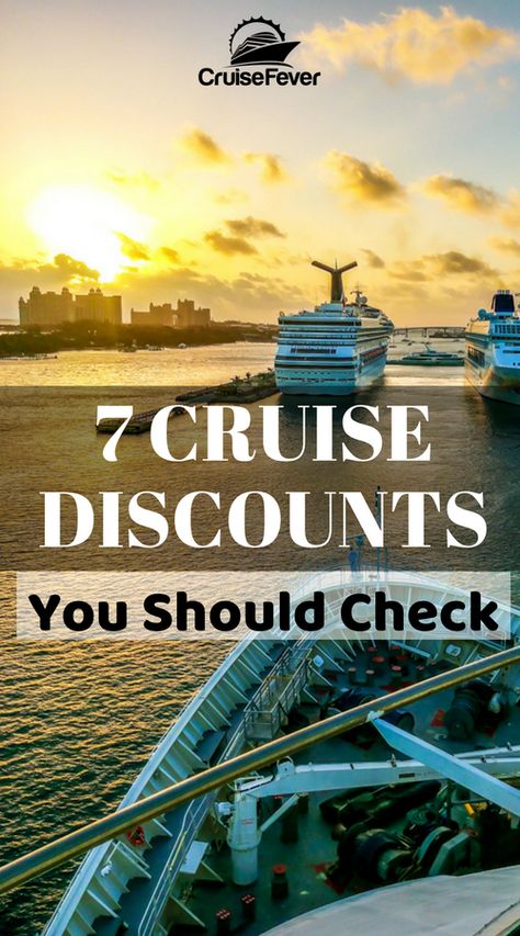 Use this checklist for cruise discounts before your next cruise.  A lot of cruisers go on vacation without making sure they can save even more money.  Here are 7 cruise discounts everyone should know.  #cruisefever #cruisetip #cruisediscount #savemoney #vacation #cruisetravel via @cruisefever Cruise Deals Cheap, Cruise Royal Caribbean, Cruise Caribbean, Cruise Tips And Tricks, Cruising With Kids, Singles Cruise, Boat Travel, Cruise Hacks, Cruise Packing Tips