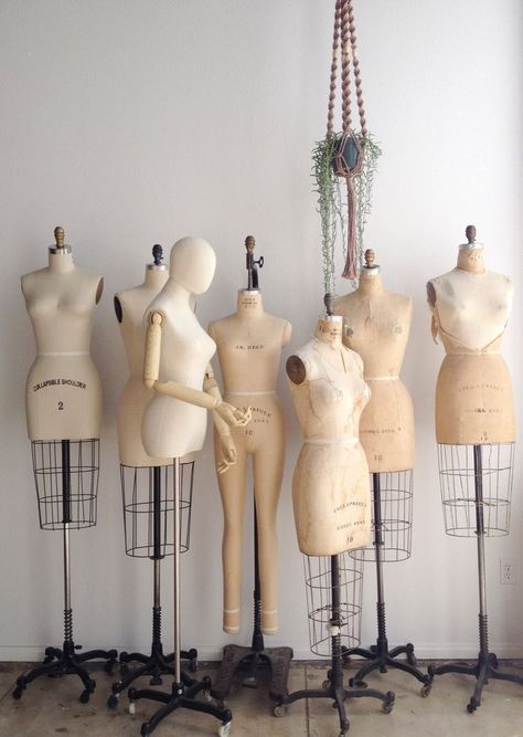 Vintage Dress Forms, Fashion Job, Dress Room, Vintage Dress Form, Design Studio Workspace, Fashion Designer Studio, Vintage Mannequin, Dress Form Mannequin, Adored Vintage