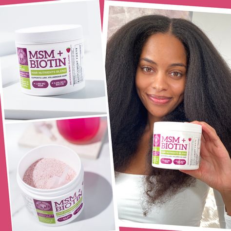 MSM & Biotin for Thick, Healthy Hair Qhemet Biologics Natural Hair, Thick Voluminous Hair, Msm Hair Growth, Thick Healthy Hair, Thicker Healthier Hair, Biotin Hair Growth, 4c Hair Care, Hair Nutrients, Growth Supplements