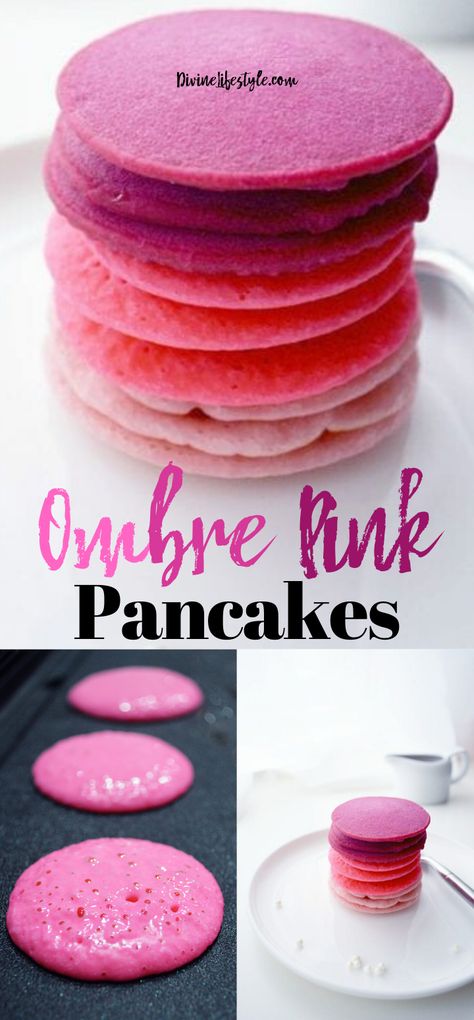 Pink Dinner Ideas, Pink Brunch Food Ideas, Pink Breakfast Ideas, Pancakes Decoration, Pink Pancakes Recipe, Valentines Food Breakfast, Valentine's Day Breakfast For Kids, Valentines Day Breakfast For Kids, Savory Pink Food