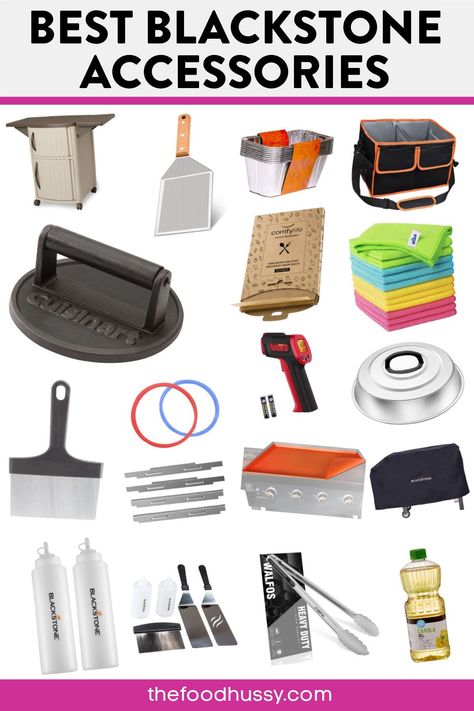 Here’s my ultimate list of the best accessories for your Blackstone! Whether you a tabletop or a big ol’ 8 burner! I’ve also included a price guide as well as my favorite recipes for those accessories. Blackstone Accessories, Blackstone Grill, Burger Press, My Favorite Recipes, Blackstone Griddle, Pancakes Easy, Smash Burger, Best Accessories, Squeeze Bottles