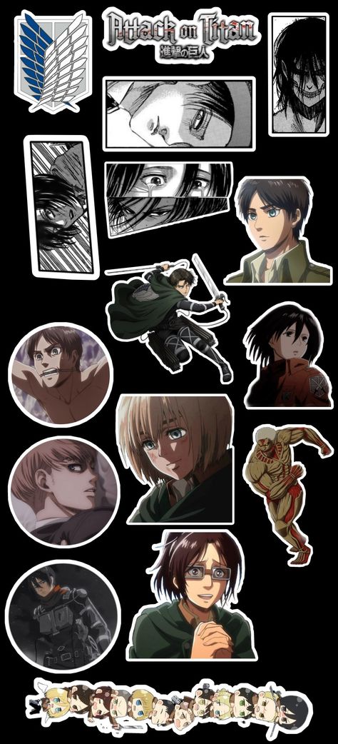 Attack On Titan Stickers Printable, Cute Anime Stickers Printable, Anime Printable Stickers, Stickers Anime Imprimibles, Anime Sticker Sheet, Anime Stickers Printable, Attack On Titan Stickers, All Studio Ghibli Movies, Weird Stickers