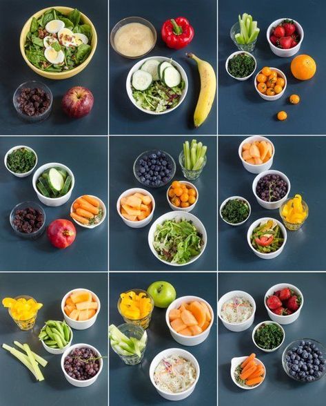 Fruit and Veggie serving size examples - click for more on how to easily get in enough veggies each day Juicing Tips, Healthy Juicing, Juice Diet, Low Carb Diets, Nutritious Diet, Diet Vegetarian, Fiber Rich, Vegetable Salad, Fruit And Veg