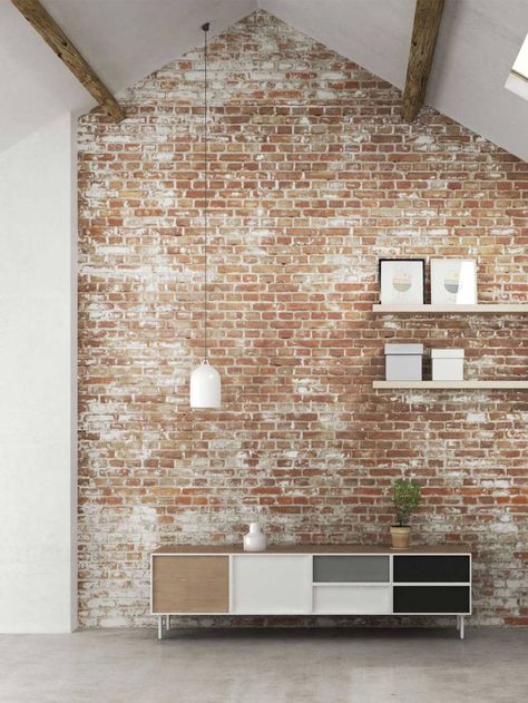 Nara Sideboard Collection by ARLEX » Retail Design Blog Brick Wall Ideas, Brick Feature Wall, Interior Brick, Brick Interior Wall, Brick Interior, White Wash Brick, A Brick Wall, Living Room Red, Exposed Brick Walls