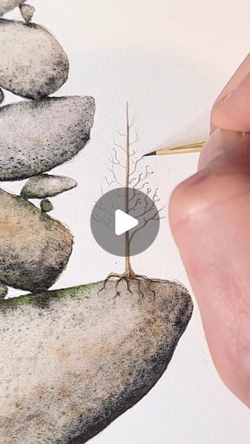 🖌WATERCOLOR COMMUNITY#1🖌 on Instagram: "Fantastic watercolor painting by @dustin.d.smith Save this tutorial.✅ Best art: @watercolor_guide #painting #иллюстрации #instagram #artwork #illustration #watercolortutorial #watercolorillustration #sketchbook #drawingideas" Watercolor Rocks Stones, Unique Watercolor Paintings Ideas, Watercolour Drawing Ideas, Watercolor Sketchbook Ideas, Watercolor Illustration Tutorial, Mini Watercolor Paintings, Trees Art Drawing, Rocks Watercolor, Watercolor Rocks