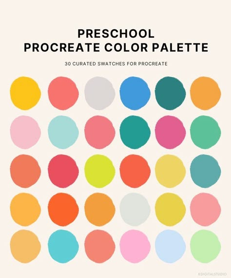 Teacher Color Palette, Color Palette Playful, Procreate Color Palletes, Penny Illustration, Fun Color Pallete, Indie Color Palette, School Color Palette, Bright Boho Color Palette, Baby Color Palette