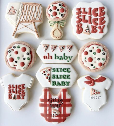 Style Color Palette, Baby Shower Sheet Cakes, Slice Slice Baby, Pizza Cookies, Baby Pizza, Diaper Party, Avocado Baby, Cookies Sugar, Baby Birthday Themes