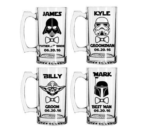 Groomsmen Mugs, Star Wars Groomsmen, Harry Potter Star Wars Wedding, Star Wars Rings, Vinyl Mugs, Wedding Bridesmaid Proposal, Wedding Favors For Men, Wedding Planning Mug, Star Wars Ring