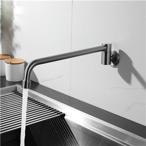 Kitchen Sink Taps Wall Mounted, Wall Mounted Kitchen Tap, Wall Kitchen Faucet, Butcher Kitchen, Wall Mounted Kitchen Faucet, Single Hole Kitchen Faucet, Modern Kitchen Faucet, Kitchen Appliances Design, Black White Kitchen