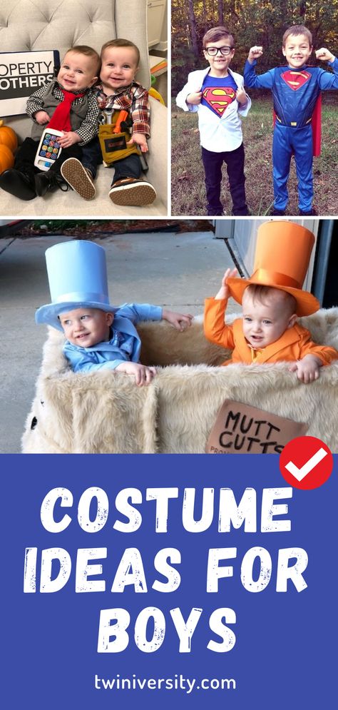 Halloween Costumes For 2 Brothers, Brother Matching Halloween Costumes, Halloween Ideas For Brothers, Sibling Brother Halloween Costumes, Twin Brother Halloween Costumes, Brother Matching Costumes, Brother Costumes Halloween, Halloween Costumes Two Boys, 2 Brothers Halloween Costumes