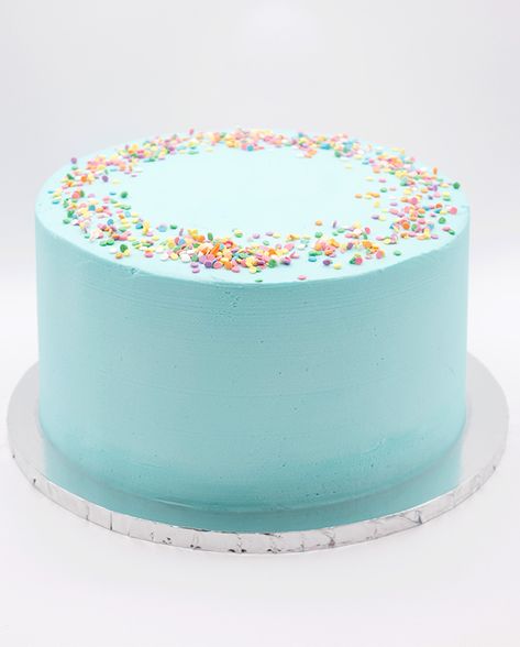 Simple blue vanilla cake Round Simple Cake, Plain Birthday Cakes Simple, Plain Cake Design, Blue Birthday Cake For Girl, Bluey Birthday Cake Simple, Blue Cake Decoration Simple, Blue Cake Ideas Birthday Simple, Simple Round Birthday Cake, Light Blue Cake Birthday