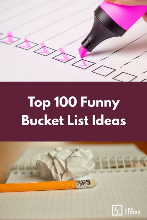 Since you only get to live your life once, consider adding a bit of humor to your buck list. To help give you a couple ideas, check out below for the top 100 funny bucket list ideas. #top10list Top Ten Lists Ideas, Funny Bucket List Ideas Hilarious, 100 Bucket List Ideas, Funny Bucket List Ideas, Funny Bucket List, Crazy Bucket List, Funny To Do List, List Poem, 30 Year Old Man