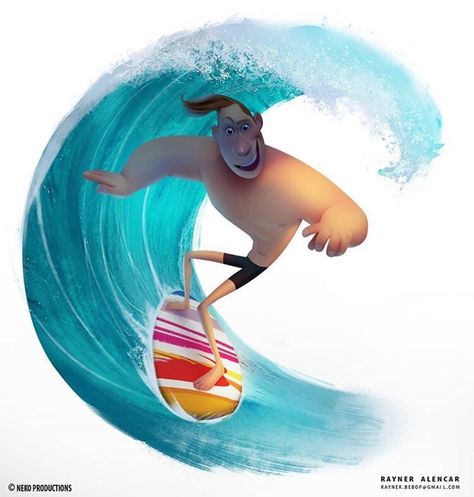 @characters.design on Instagram: “Artist @rayneralencar _______ #surfer #surfing #character #characterdesigner #characterart #characterdesign #drawing #charactersketch…” Surf Guys, Stylized Character, Beach Illustration, 2d Game Art, Man Illustration, Male Characters, Sport Illustration, Game Illustration, Concept Art Character