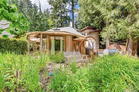 A Weird and Wonderful Cob Cottage in a Washington Co-Op Asks $500K - Dwell Cob Cottage, Straw Bale Construction, Alternative Living, Sustainable Building Materials, Hippie Homes, Cob House, Whidbey Island, Hobbit House, Bohemian Lifestyle