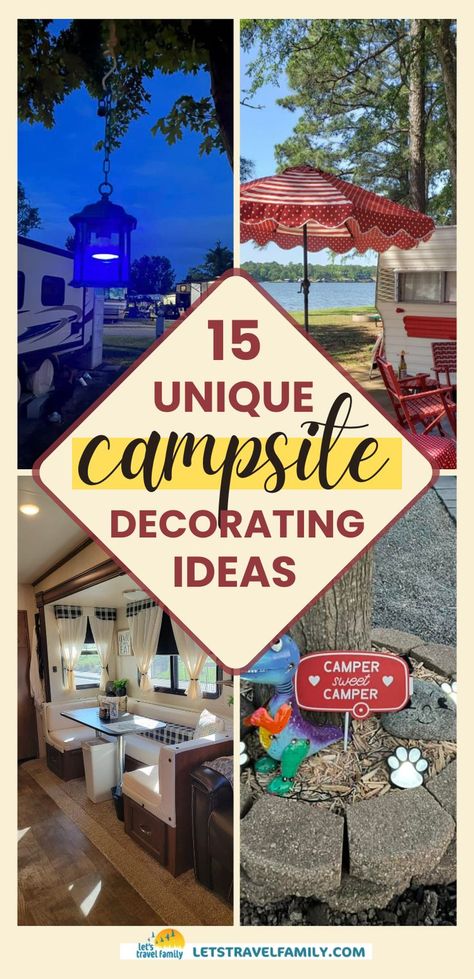 Decorating Campsite Ideas, Outside Rv Decor Ideas, Camper Christmas Decorations, Rv Campsite Decorating Ideas, Campsite Decorating Ideas, Camping Decorating Ideas, Living In Camper, Rv Halloween, Halloween Camping Decorations