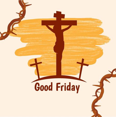 Good Friday Background, Friday Background, Crucified Jesus, Crucifixion Of Jesus, Background Template, Crown Of Thorns, Holy Week, Vector Art Illustration, Good Friday