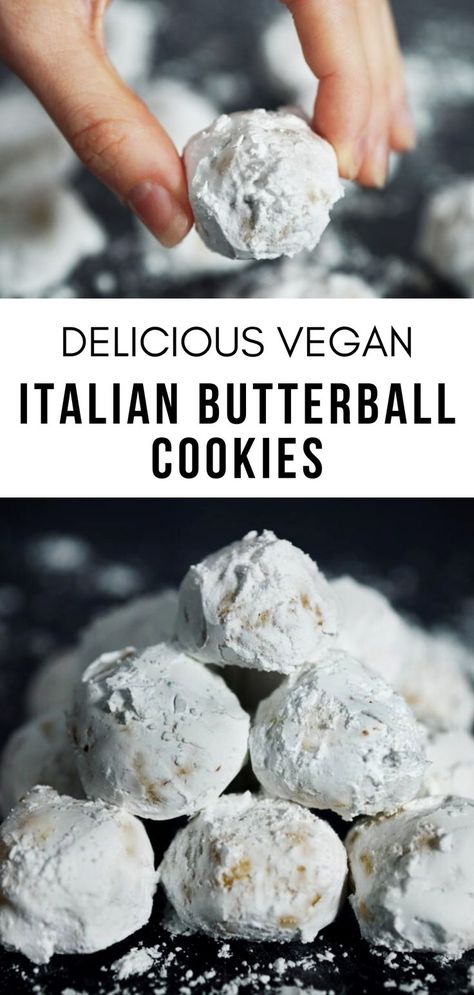 Delicious Italian Butterball Cookies Recipe I how to make italian butterball cookies I vegan butterball cookies I tips for making vegan italian butterball cookies I homemade italian butterball cookies I soft buterball cookies I easy butterball cookies recipe I how to make the best vegan cookies I tips for making the best vegan cookies I dairy free cookies #vegancookies Squares And Bars Recipes, Butter Ball Cookies Recipe, Dairy Free Christmas Cookies, Dairy Free Christmas, Cookie Bars Recipes, Butterball Cookies, Dessert Bars Recipes Easy, Best Vegan Cookies, Unique Christmas Cookies