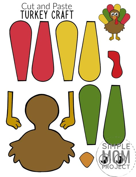 Turkey Craft Template, Turkey Crafts Preschool, Infant Projects, Dove Crafts, Homeschooling Crafts, Thankful Crafts, Turkey Template, Bird Craft, Thanksgiving Crafts Preschool