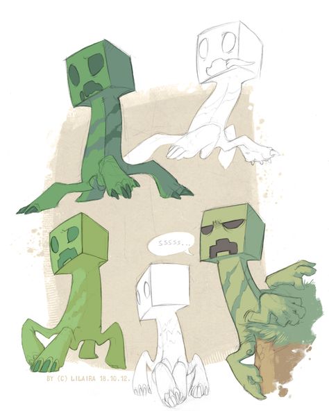 Minecraft Creeper Fanart, Creeper X Enderman, Piglin Minecraft Fanart, Minecraft Creeper Art, Creeper Drawing, Minecraft Face, Minecraft Fanart, Minecraft Comics, Creeper Minecraft