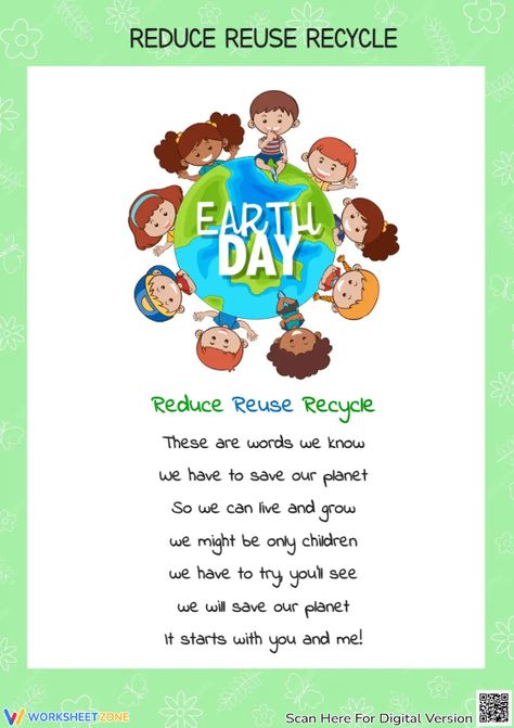 What students should do in the Earth Day? Exploring with this poem right now and thinking about your roles and your actions. Try it out! #earthday #theearth #poems #planet #earthdaypoems #printables #worksheet #save #holidays #kidsactivities #printablesforkid #reading #reuse #reduce #recycle #poemsforkids #pdf #diy #kids Reduce Reuse Recycle Worksheet, Recycle Worksheet, Recycle Printable, Earth Day Poems, Earth Poems, Poem Recitation, Earth Day Worksheets, Home Poem, Drawing Prompts