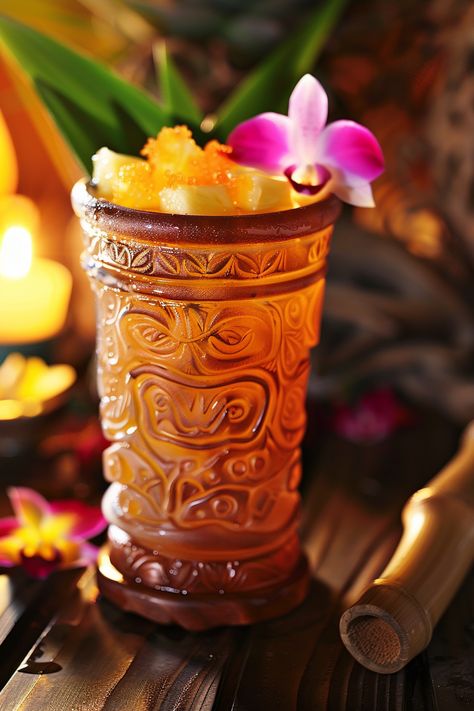 Refreshing Tropical Itch Cocktail Recipe #cocktails #cocktailrecipes Tiki Bar Drinks, Tropical Cocktail Recipes, Hawaiian Drinks, Strong Cocktails, Hawaiian Cocktails, Restaurant Advertising, Tropical Drinks, Passion Fruit Juice, Cocktail Photos