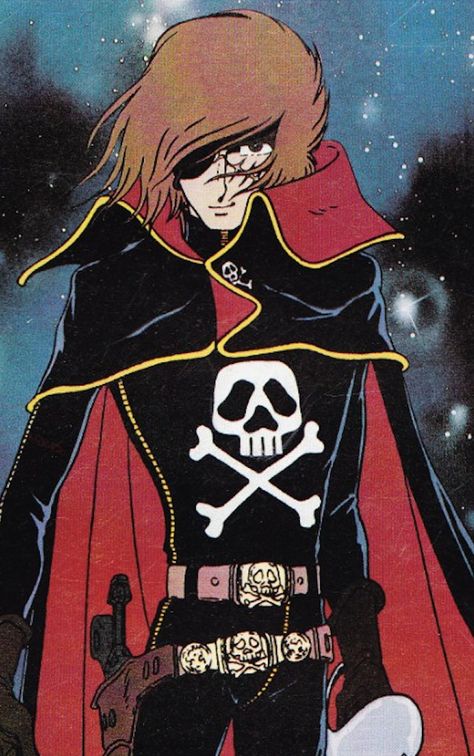 Harlock Space Pirate, Space Pirate Captain Harlock, Japan Cartoon, Robot Cartoon, Captain Harlock, Comics Illustration, Pirate Art, Born Again, Southern Cross