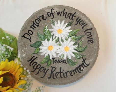 DAISY RETIREMENT GIFT, Retirement Gift, Retirement Gift, Retirement Gifts, Hand Painted Garden Stone, Retirement Gifts, Employee Recognition Chesnut Tree, Information Writing, Retirement Gifts For Women, Employee Recognition, Gifts Teacher, Employee Appreciation, Retirement Gift, Employee Gifts, White Gift Boxes