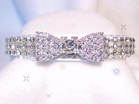 Rhinestone Dog Collar, White Bow Tie, Pet Boutique, Luxury Pet, Cat Collar, Diamond Crystal, Dog Accessories, Shih Tzu, Pet Collars