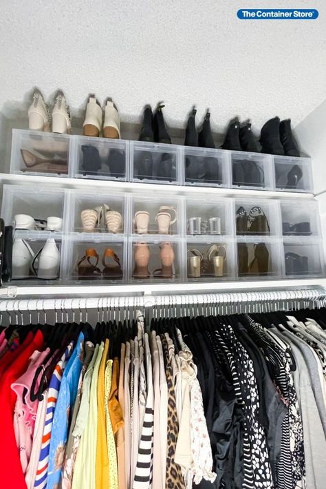 The Container Store's 2021 - 2022 Brand Ambassadors share some of their favorite ways to organize shoes, sweaters, purses, and more. 

See more on our Container Stories blog! Ways To Organize Shoes, Sweatshirt Storage, Organize Shoes, Easy Closet, Shoe Box Organizer, Sweater Box, Messy Closet, Skirt Hangers, Simple Closet