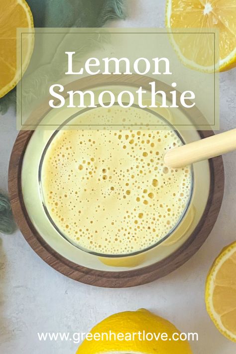 Lemon smoothie in a glass with a straw. Smoothies With Lemon, Lemon Smoothie Recipes, Detox Shakes, Lemon Smoothie, Pineapple Smoothie Recipes, Refreshing Breakfast, Keto Shakes, Sweet Smoothies, Strawberry Protein