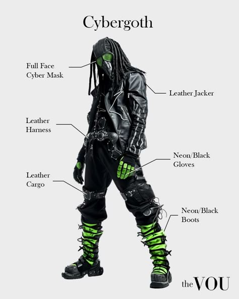 Cybergoth Outfits Men, Biohazard Outfit, Cybergoth Men, Fishnet Outfit Ideas, Gothic Outfits Men, Goth Types, Cybergoth Outfits, Cybernetic Enhancements, Goth Fashion Men