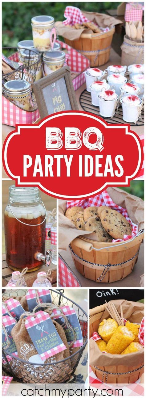 Bbq Picnic Birthday Party, Bbq Food Party Ideas, Summer Entertaining Food Outdoor Parties, Summer Bbq Theme Party, Birthday Cookout Ideas Backyard Parties, Bbq Theme Party Decorations, Bbq Decorations Backyard, Cookout Theme Party, I Do Bbq Decorations