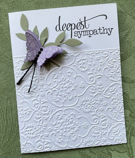 Sympathy Cards Su, Embossed Cards Handmade Cardmaking, Butterfly Cards Ideas, Elegant Cards Handmade, Homemade Sympathy Cards, Sympathy Cards Stampin Up Ideas, Toddler Halloween Crafts, Butterfly Cards Handmade, Embossed Cards Handmade