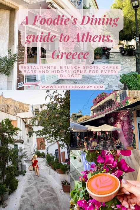 Athens Food Guide to the best Greek Food, cafés, bars, brunches and hidden gems. Greece Ice Cream, Athens Rooftop Bars, Food In Athens Greece, Athens Food Guide, Where To Eat In Athens Greece, Restaurants In Athens Greece, Where To Eat In Athens, Best Restaurants In Athens Greece, Athens Greece Restaurants