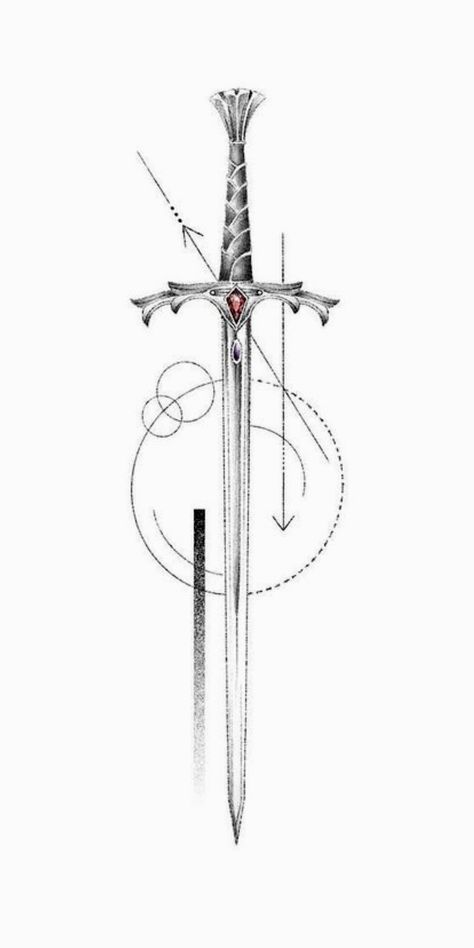 Dragons And Swords Tattoo, Swords Tattoo Designs, Minimalist Tattoo Swords, Tattoo Swords Men, Shield Tattoo Design, Excalibur Tattoo, Dagger Tattoo Design, Swords Tattoo, Tattoo Main