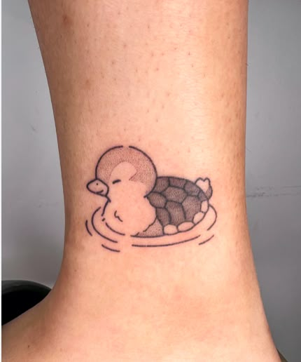 Matching Rubber Duck Tattoos, Turtle Duck Drawing, Duck With Flower Hat Tattoo, Turtleduck Tattoo, Aquatic Animal Tattoos, Turtle Duck Tattoo, Small Atla Tattoo, Matching Turtle Tattoos, Cute Duck Tattoo