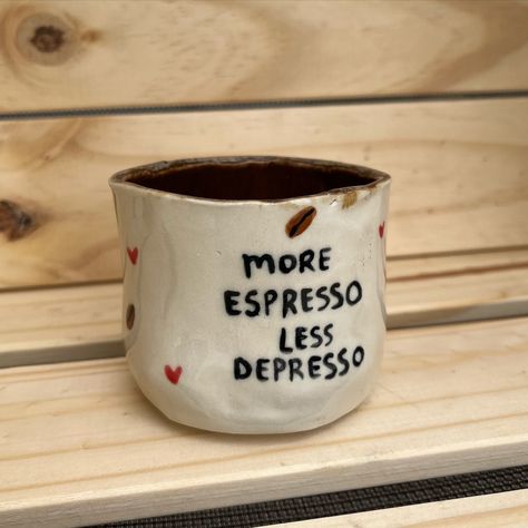 More espresso less depresso… a mantra Now available in my shop🤎☕️ #ceramics #pottery #potteryfeed #halloween #art #fall #autumn #ceramic #mug #ghost #tumbler #drinkware #coffee #espresso #pumpkin #pumpkinspice #handmade #smallbusiness #diy #reels Espresso Mugs Pottery, Aesthetic Mugs, More Espresso Less, Espresso Mugs, Ghost Tumbler, Espresso Mug, Coffee Espresso, Ceramics Pottery, Simple Girl