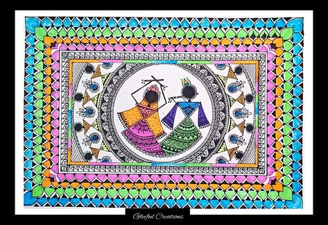 Gleeful Creations || Geetanjali Gupta || Warli Art || Mandala Art || Creative Warli Art Gods, Warli Mandala Art, Warli Art Easy, Gleeful Creations, Mandala Art Creative, Creative Mandala Art, Printed Paintings, Murals Ideas, Creative Mandala