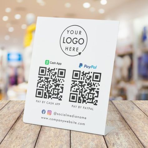 $15.78 | QR Code Payment | CashApp Paypal Scan to Pay Logo #qr code payment, cashapp paypal, scan to pay, logo business, cash app qr code, paypal qr code, digital wallet, modern minimalist simple clean white, craft show, pop up store Scan To Pay, Paypal Cash, Modern Minimalist Style, Digital Wallet, Tabletop Signs, Business Promotion, Qr Codes, Social Media Icons, Pop Up Store