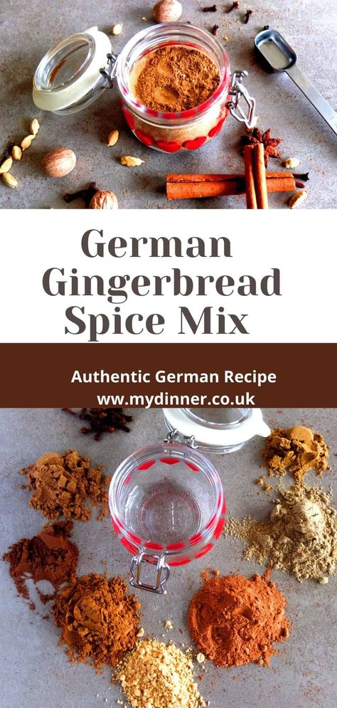 Homemade Gingerbread Spice, Sweet Spice Mixes, Gingerbread Spice Mix Recipe, Herbal Baking, Xmas Biscuits, Diy Spice Mix, German Christmas Food, Gingerbread Recipes, German Food Authentic