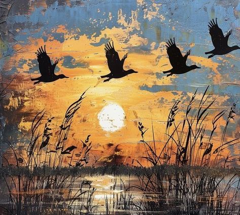 Landscape Paintings For Beginners, Autumn Painting Ideas Easy, Modern Painting Ideas, Birds Paintings, Pink Canvas Art, Gold Art Painting, Creative Wall Art, Wall Art Ideas, Drawing Drawing