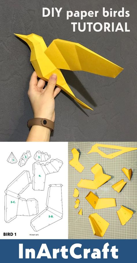 Bird Paper Craft, 3d Templates, Bird Template, Stationery Ideas, Paper Quilling Jewelry, Origami Bird, Origami 3d, Papercraft Templates, Paper Birds