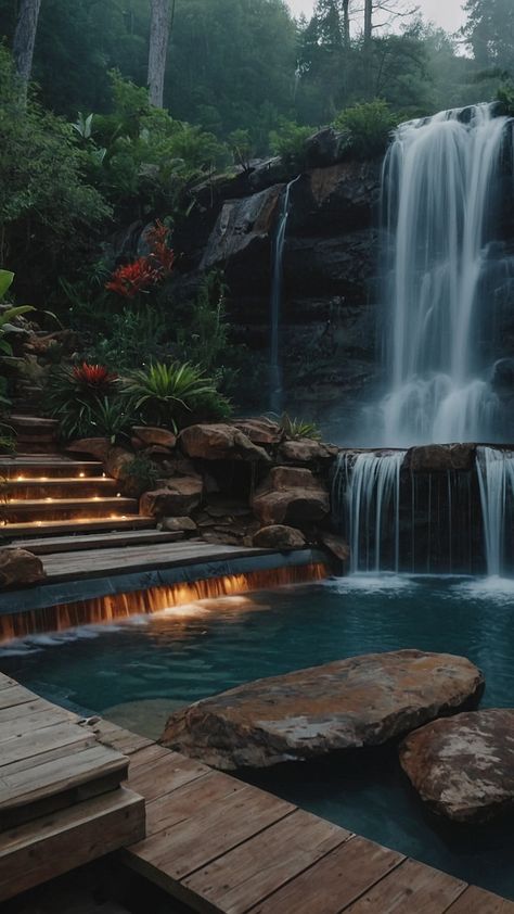 Nature at Your Doorstep: 15 Outdoor Nature Pool Ideas to Refresh Your Backyard Natural Swimming Pools With Waterfall, Natural Looking Pools, Nature Pool, Health Herbs, Swimming Ponds, Backyard Escape, Swimming Pool Pond, Inspiring Nature, Natural Swimming Ponds