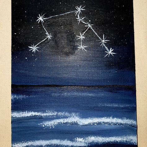 #Acrylic painting #zodiac #aquarius #wassermann #sternzeichen Aquarius Canvas Painting, Aquarius Painting, Zodiac Aquarius, Painting References, Do It Yourself Crafts, Acrylic Art, Old Pictures, Acrylic Painting, Canvas Painting