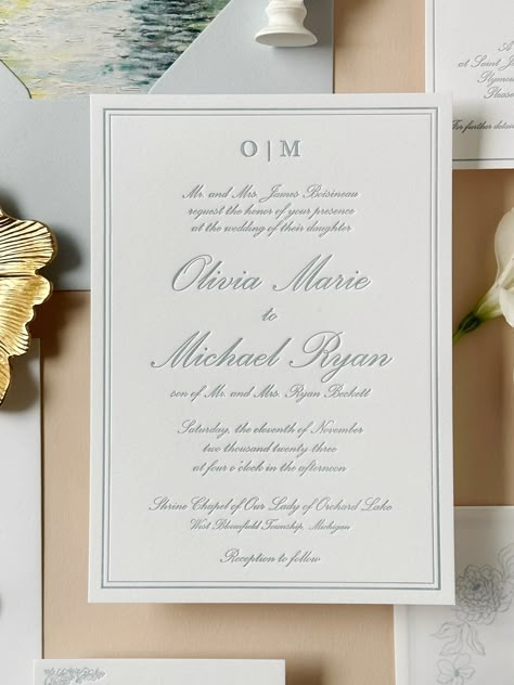 Our semi custom wedding invitations will capture the timeless elegance of your special day. Inspired by Victorian style, our invitation cards feature stunning crests, personalized wedding monograms and custom venue illustrations. This wedding invitation suite is perfect for a black tie wedding, luxury venue event, or a classic elopement ceremony.PRINTING METHODS & PAPERWe offer letterpress wedding invitations and gold foil stamped invitations as well as debossed and embossed invitations. For mor Wedding Invitations Old Money Aesthetic, Old Fashion Wedding Invitations, Minted Invitations Wedding, Elegant Timeless Wedding Invitations, Luxury Wedding Invitation Suite, Cursive Wedding Invitations, Simple Classy Wedding Invitations, Formal Wedding Invitations Wording, Wedding Invitations Timeless