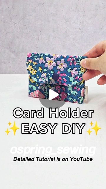 속초 오스프링 | 핸드메이드 패브릭 소품샵 on Instagram‎: "Very Easy DIY Cardholder🌈 Detailed Tutorial is on YouTube✨️ Please Visit my channel🥰  🧵 Simple and Quick sewing ❤️ Youtube link in BIO @ospring_sewing ✏️ Pattern & Measurements included  *  #diy #tutorial #tipsandtricks #sewingproject #coser #costura #cardholder #cardwallet #ハンドメイド #dikiş #خیاطی #핸드메이드"‎ Sew Card Holder, Diy Cardholder, Diy Card Wallet, Credit Card Holder Diy, Credit Card Holder Pattern, Diy Wallet Tutorial, Card Wallet Tutorial, Card Wallet Pattern, Index Card Holders